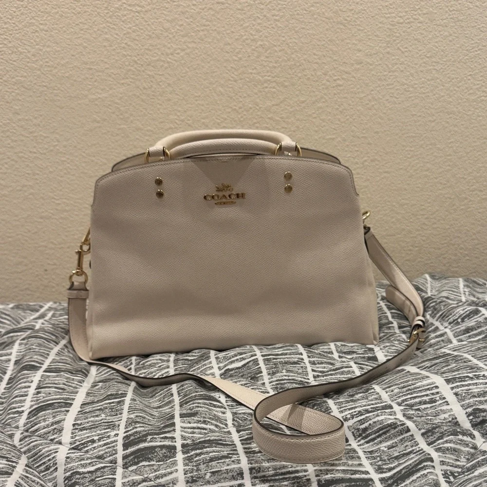 Coach Pebbled Leather Satchel - Ivory